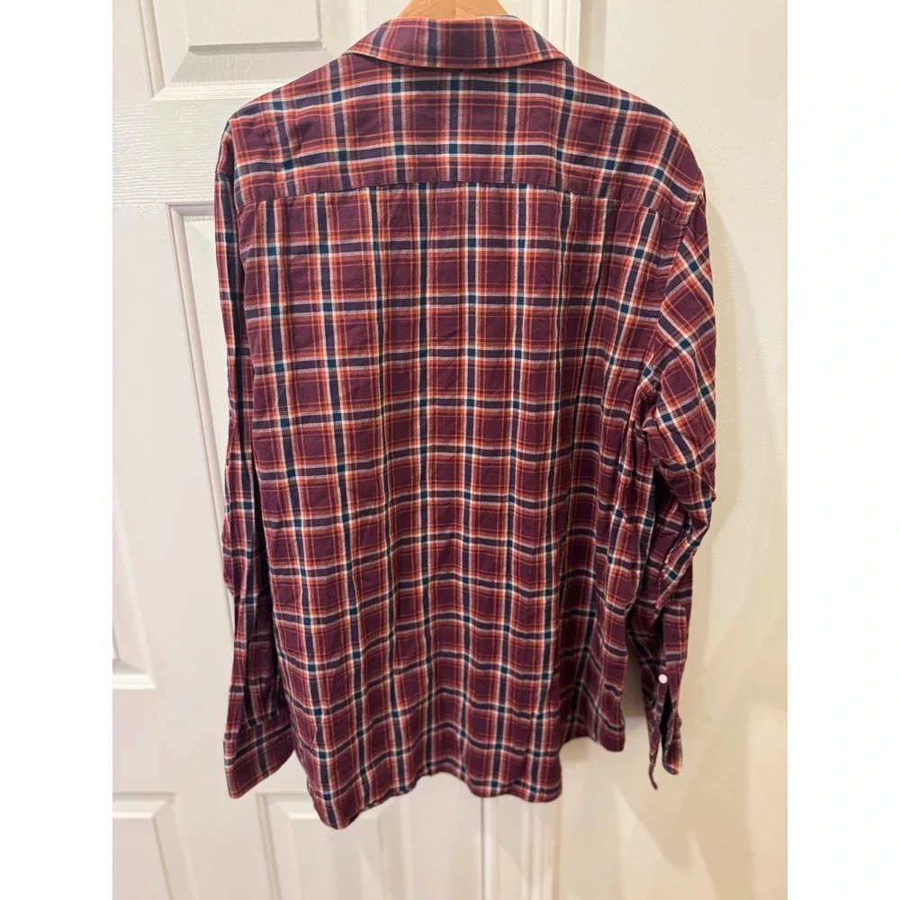 Banana Republic Soft Wash Mens XXL Long Sleeve Plaid‎ Button Down Shirt Burgundy